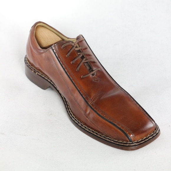 STACY ADAMS Cognac Leather Bicycle Toe Oxfords - Picture 6 of 8